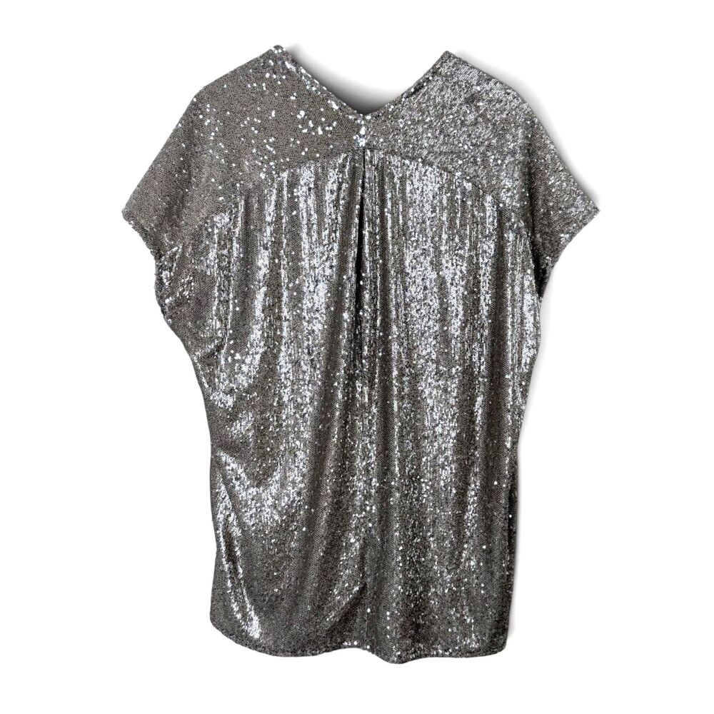 Karlie Champagne Sequin Plunge Neck Sleeveless Party Top Size L - Picture 5 of 11
